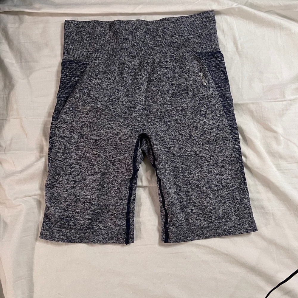 Gymshark Heathered Gray Blue Biker Shorts Gymshark